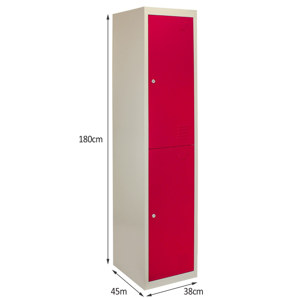 Metal Storage Lockers - Two Doors, Flatpacked, Red - Used - Acceptable