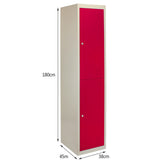 Metal Storage Lockers - Two Doors, Flatpacked, Red - Used - Acceptable
