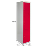 Metal Storage Lockers - Three Doors, Flatpacked, Red - Used - Good