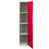 3 x Metal Storage Lockers - Four Doors, Red - Used - Very Good