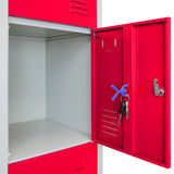 3 x Metal Storage Lockers - Four Doors, Red - Used - Very Good