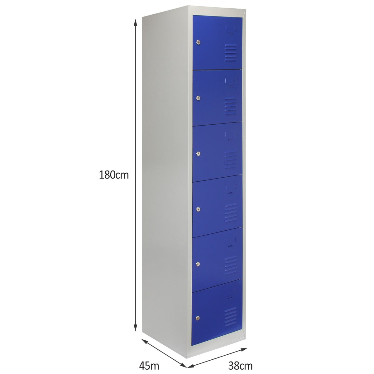 Metal Storage Lockers - Six Doors, Flatpacked, Blue - Used - Acceptable