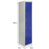Metal Storage Lockers - Six Doors, Flatpacked, Blue - Used - Acceptable