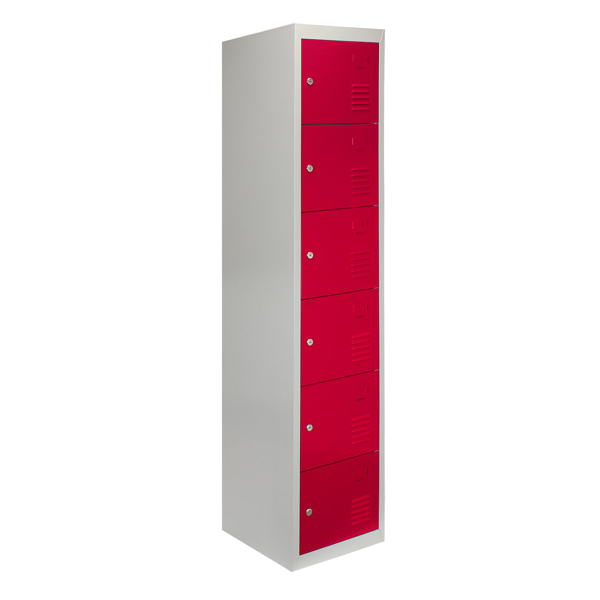 Metal Storage Lockers - Six Doors, Flatpacked, Red - Used - Acceptable