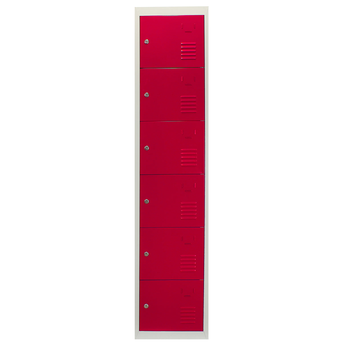 Metal Storage Lockers - Six Doors, Flatpacked, Red - Used - Acceptable