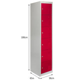 Metal Storage Lockers - Six Doors, Flatpacked, Red - Used - Acceptable