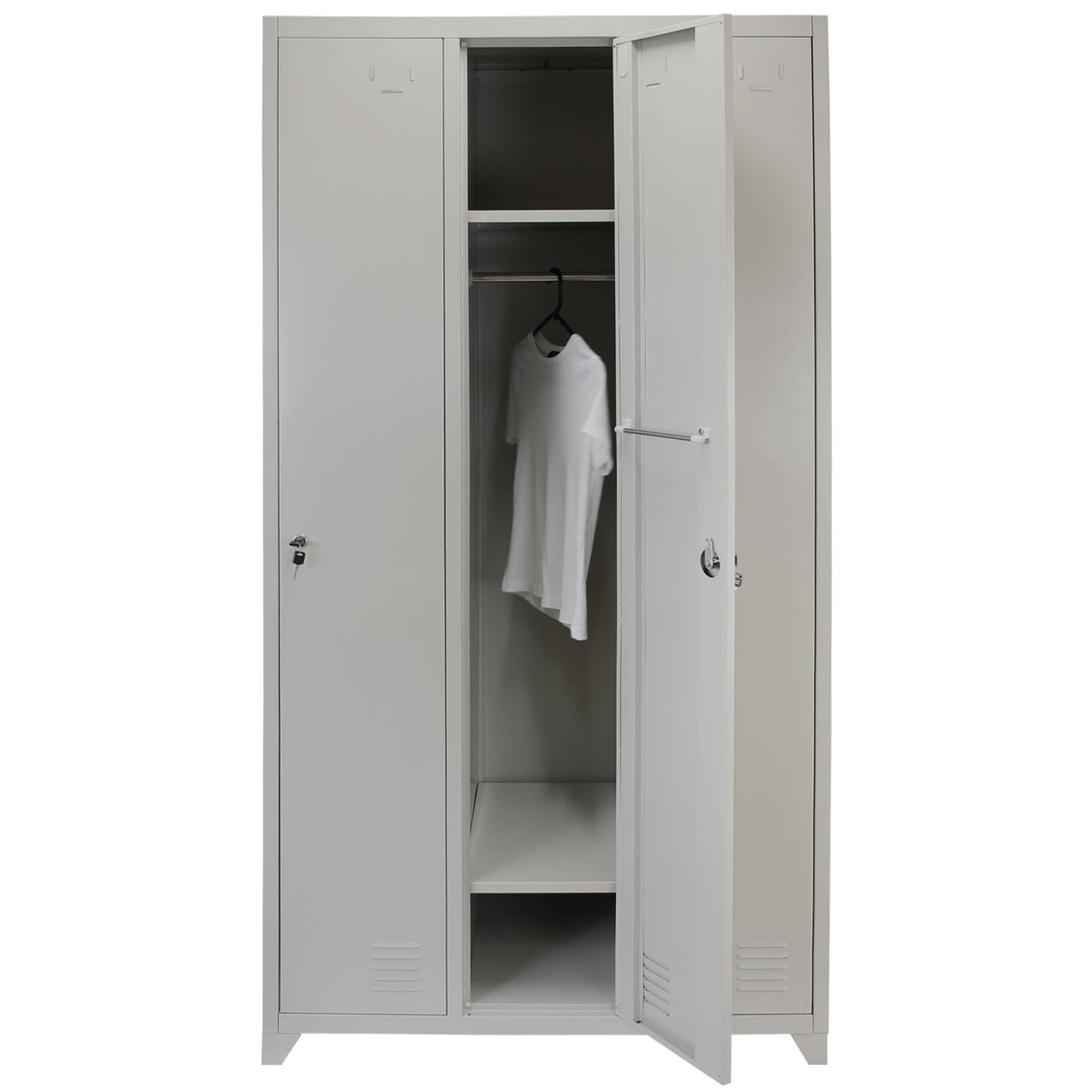 Metal Storage Lockers - Three Doors, Grey - Like New