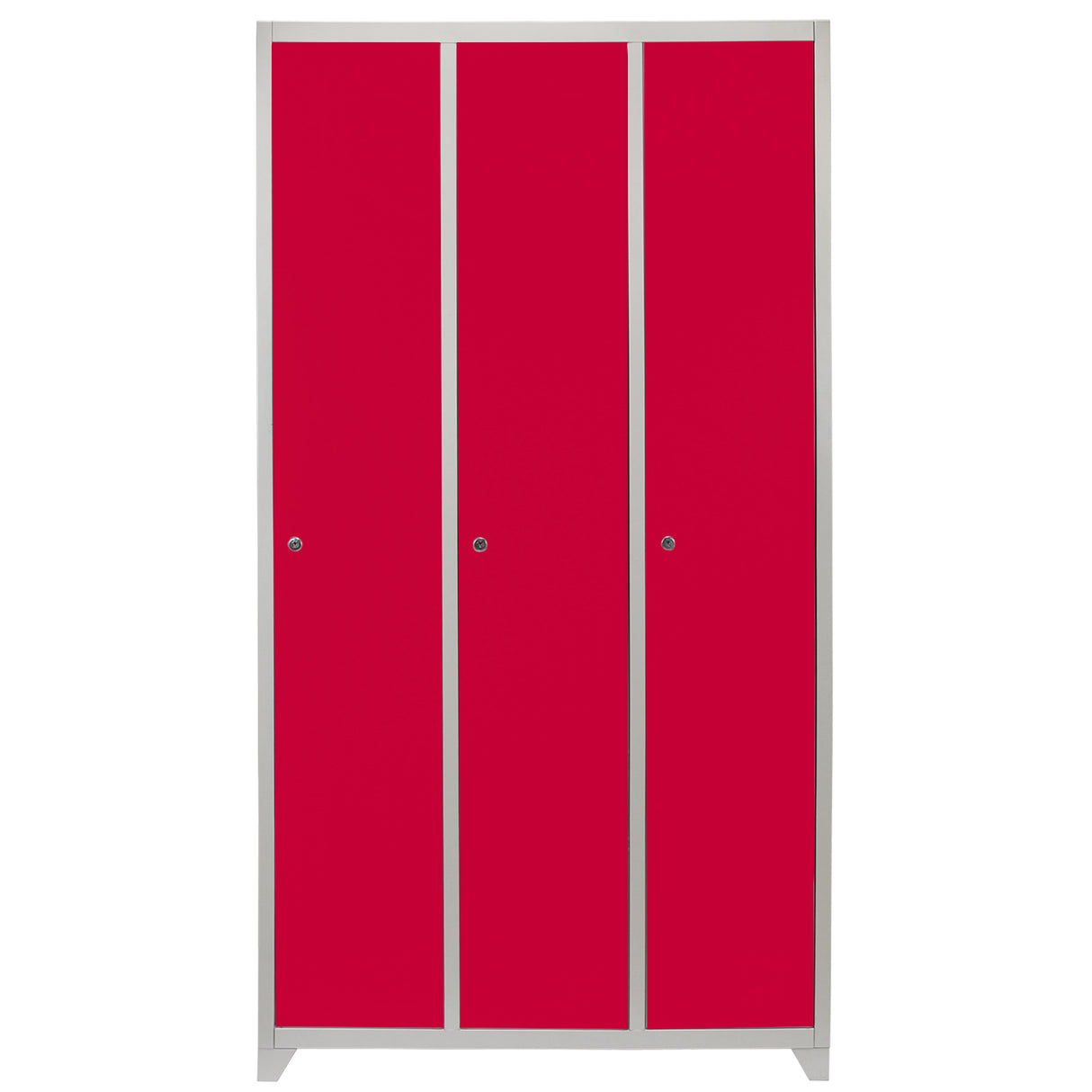 Metal Storage Lockers - Three Doors Wide, Red - Used - Acceptable