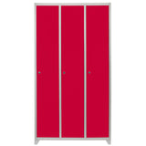 Metal Storage Lockers - Three Doors Wide, Red - Used - Good
