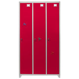 Metal Storage Lockers - Three Doors Wide, Red - Used - Very Good