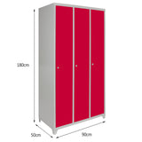 Metal Storage Lockers - Three Doors Wide, Red - Used - Very Good