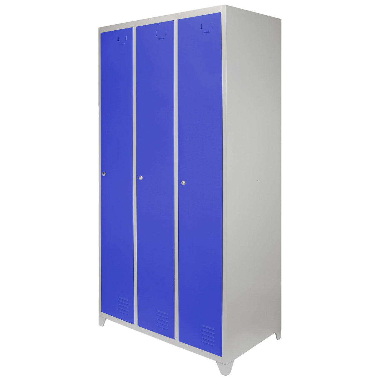 Metal Storage Lockers - Three Doors Wide, Blue - Used - Good