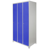 Metal Storage Lockers - Three Doors Wide, Blue - Used - Good