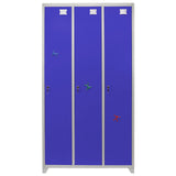 Metal Storage Lockers - Three Doors Wide, Blue - Used - Very Good