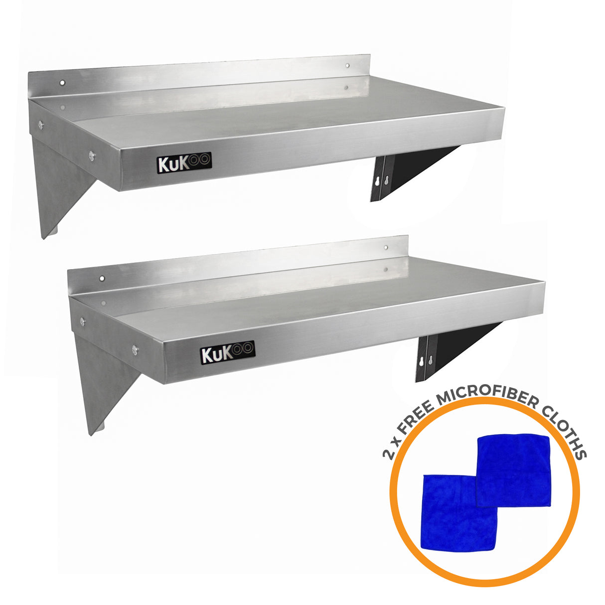 2 x KuKoo Stainless Steel Shelves 900mm x 300mm - Used - Good