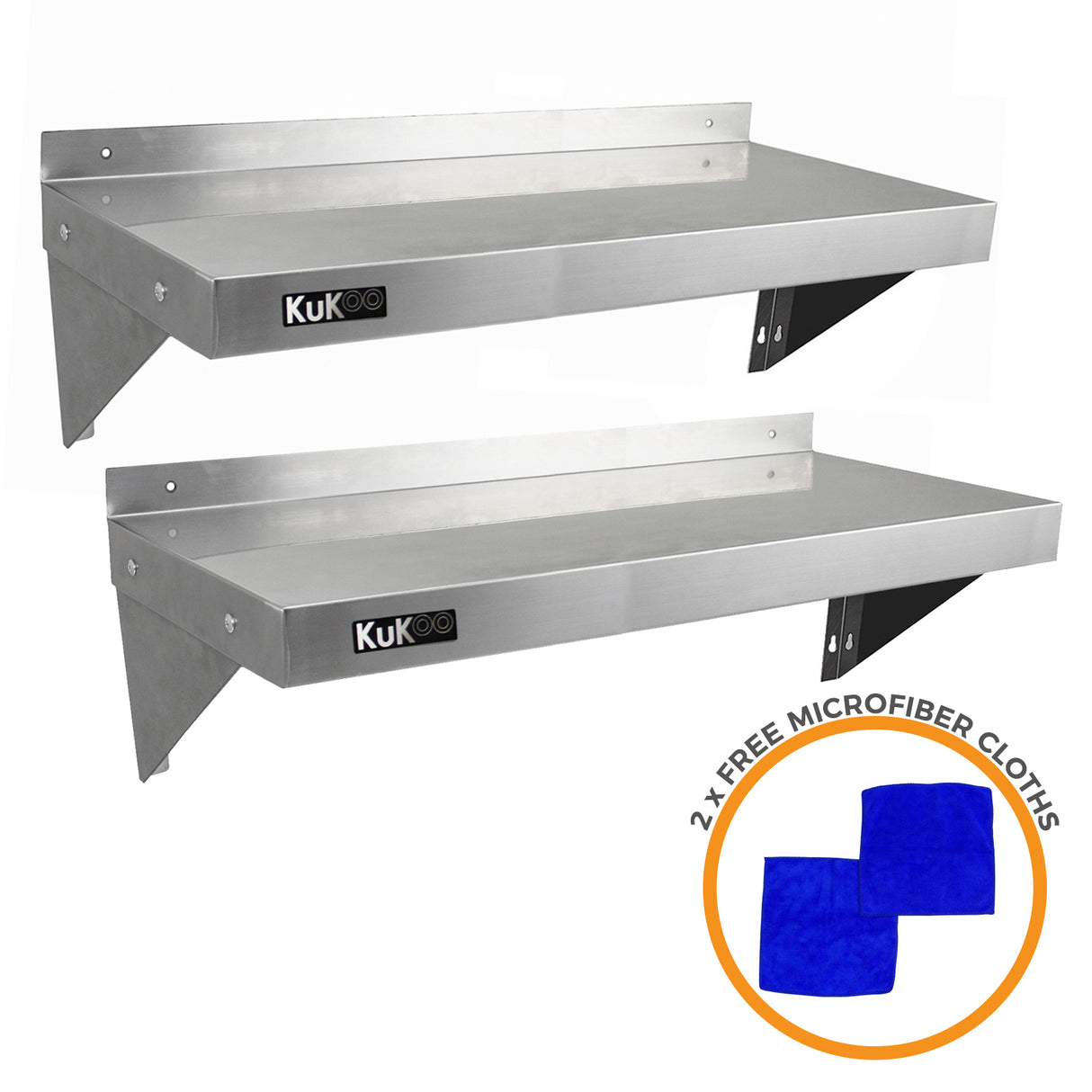 2 x KuKoo Stainless Steel Shelves 1000mm x 300mm - Like New