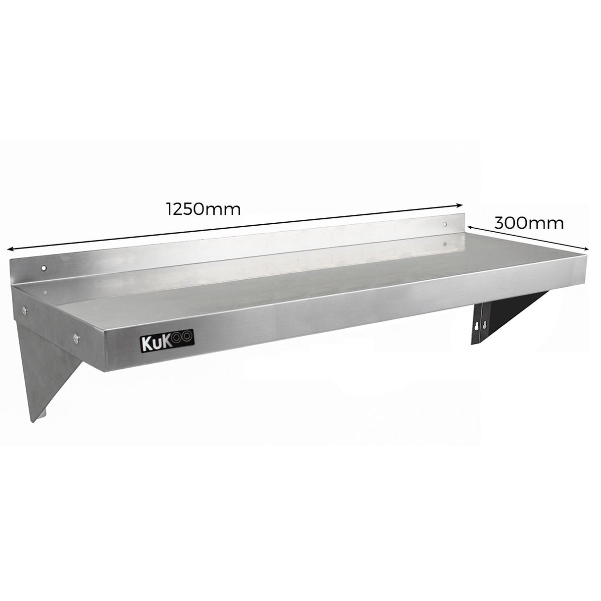 2 x KuKoo Stainless Steel Shelves 1250mm x 300mm - Like New