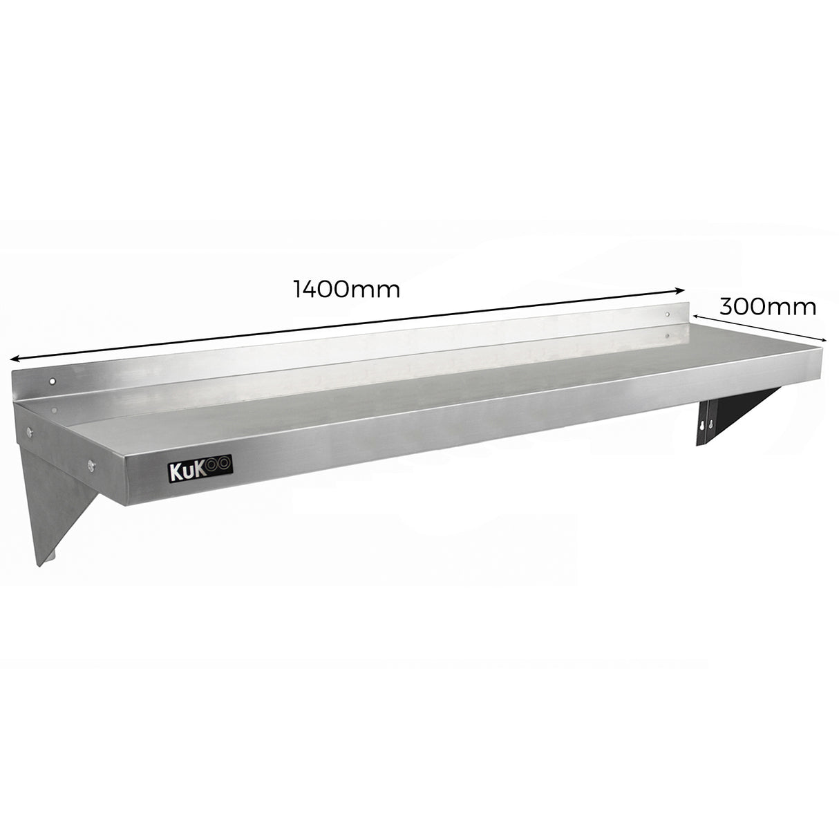 2 x KuKoo Stainless Steel Shelves 1400mm x 300mm - Used - Acceptable