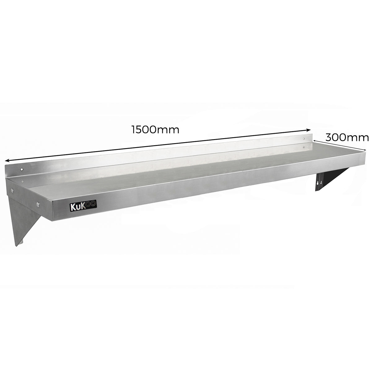 2 x KuKoo Stainless Steel Shelves 1500mm x 300mm - Used - Acceptable