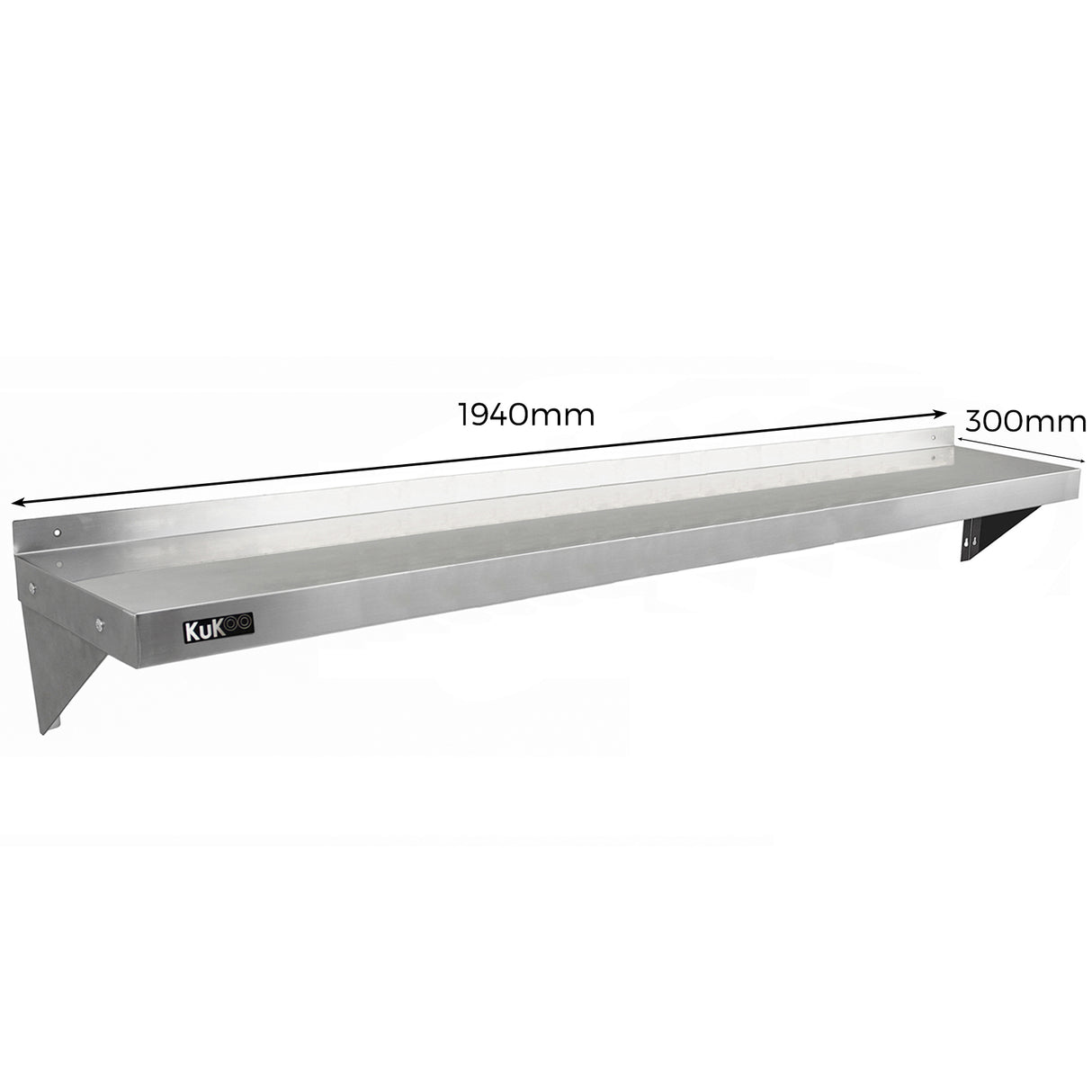 2 x KuKoo Stainless Steel Shelves 1940mm x 300mm - Used - Good