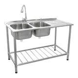 KuKoo Commercial Catering Sink Double Bowl / Right Hand Drainer - Like New
