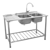 KuKoo Commercial Catering Sink Double Bowl / Left Hand Drainer - Used - Acceptable