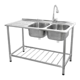KuKoo Commercial Catering Sink Double Bowl / Left Hand Drainer - Like New