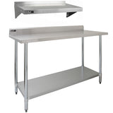5ft Stainless Steel Catering Bench & 2 x Wall Mounted Shelves - Used - Acceptable