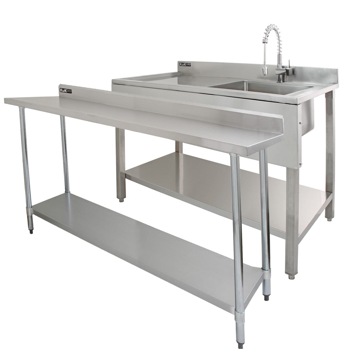 6ft Stainless Steel Catering Bench & 2 x Wall Mounted Shelves - Used - Good