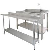 6ft Stainless Steel Catering Bench & 2 x Wall Mounted Shelves - Used - Acceptable