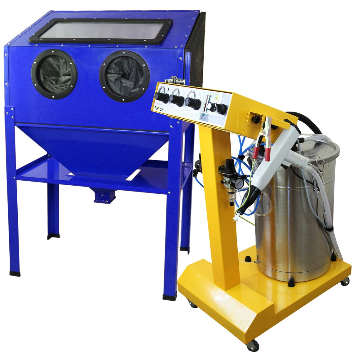 T-Mech Electrostatic Powder Coating Machine & 220L Sandblasting Cabinet - Used - Very Good