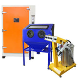 T-Mech Electrostatic Powder Coating Machine & Curing Oven & 220L Sandblasting Cabinet - Used - Good