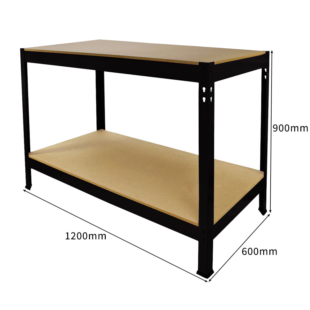 3 x 90cm T-Rax Black Metal Racking Units & Workbench - Like New