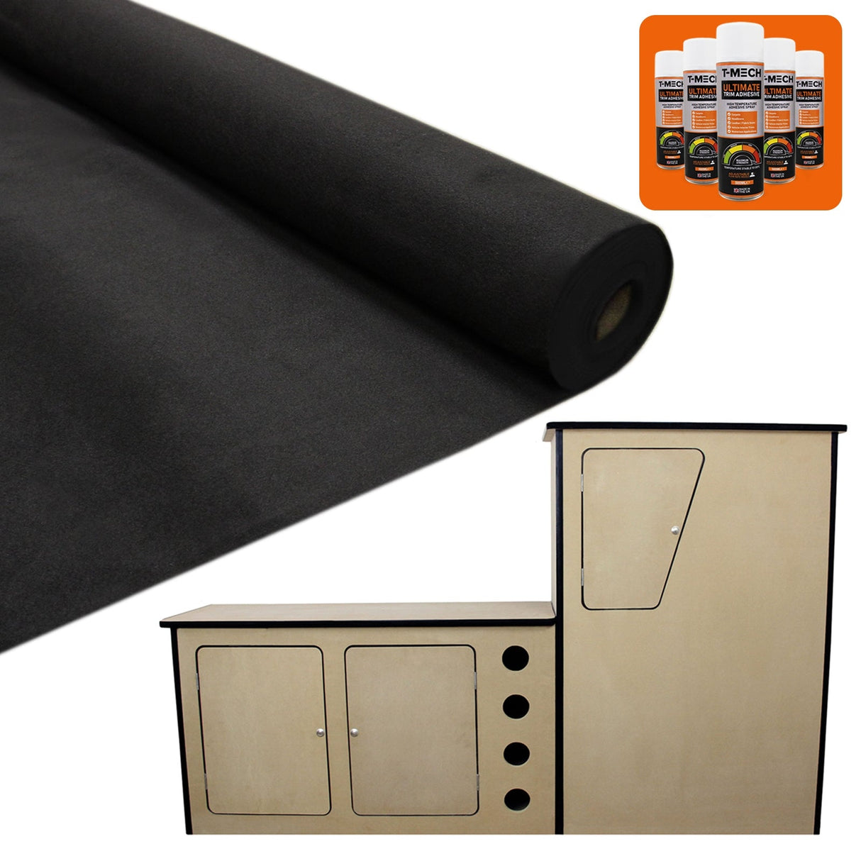 11sqm Black Van Lining & Glue With Camper Kitchen - Used - Acceptable