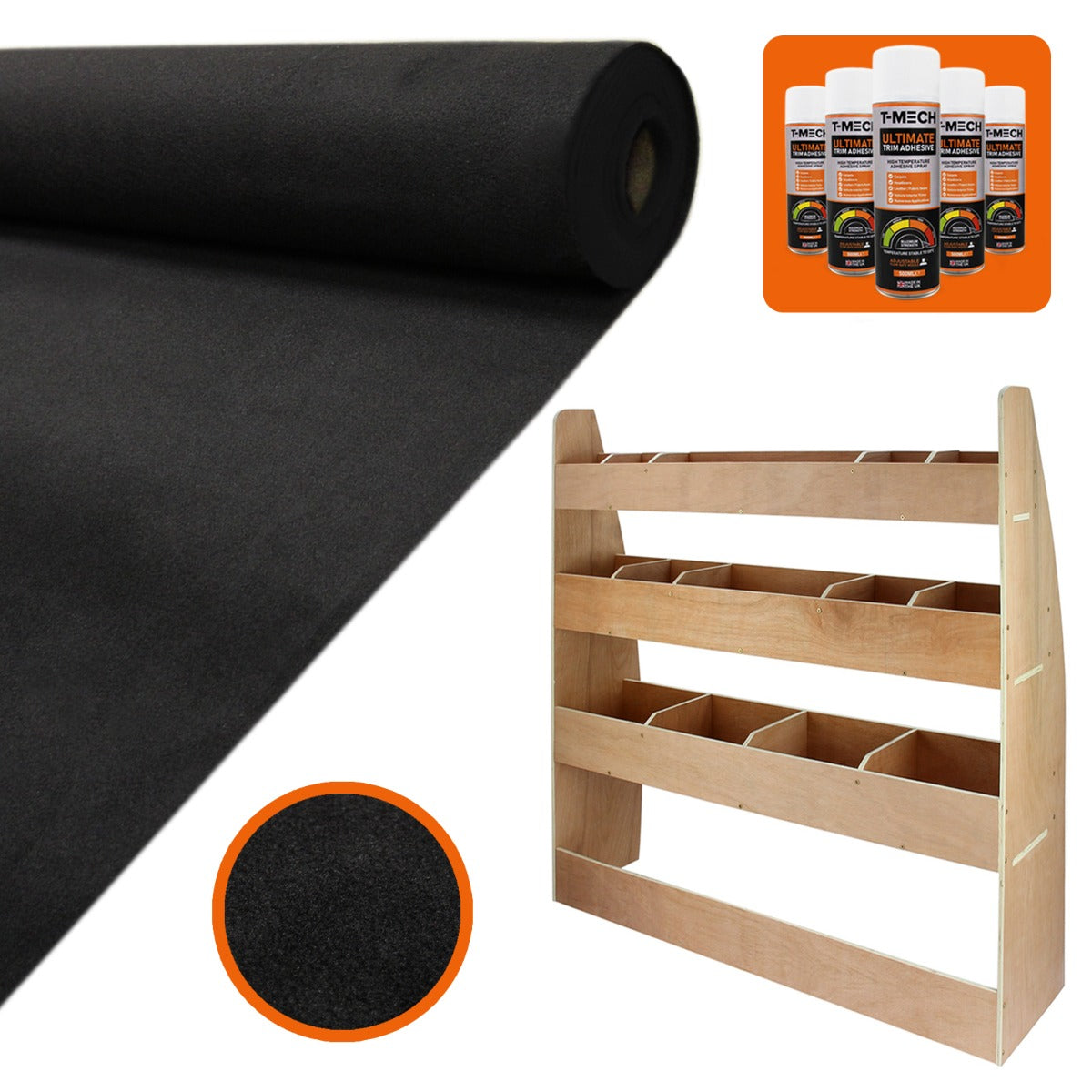 11sqm Black Van Lining, Glue & VW Caddy Rack - Used - Very Good