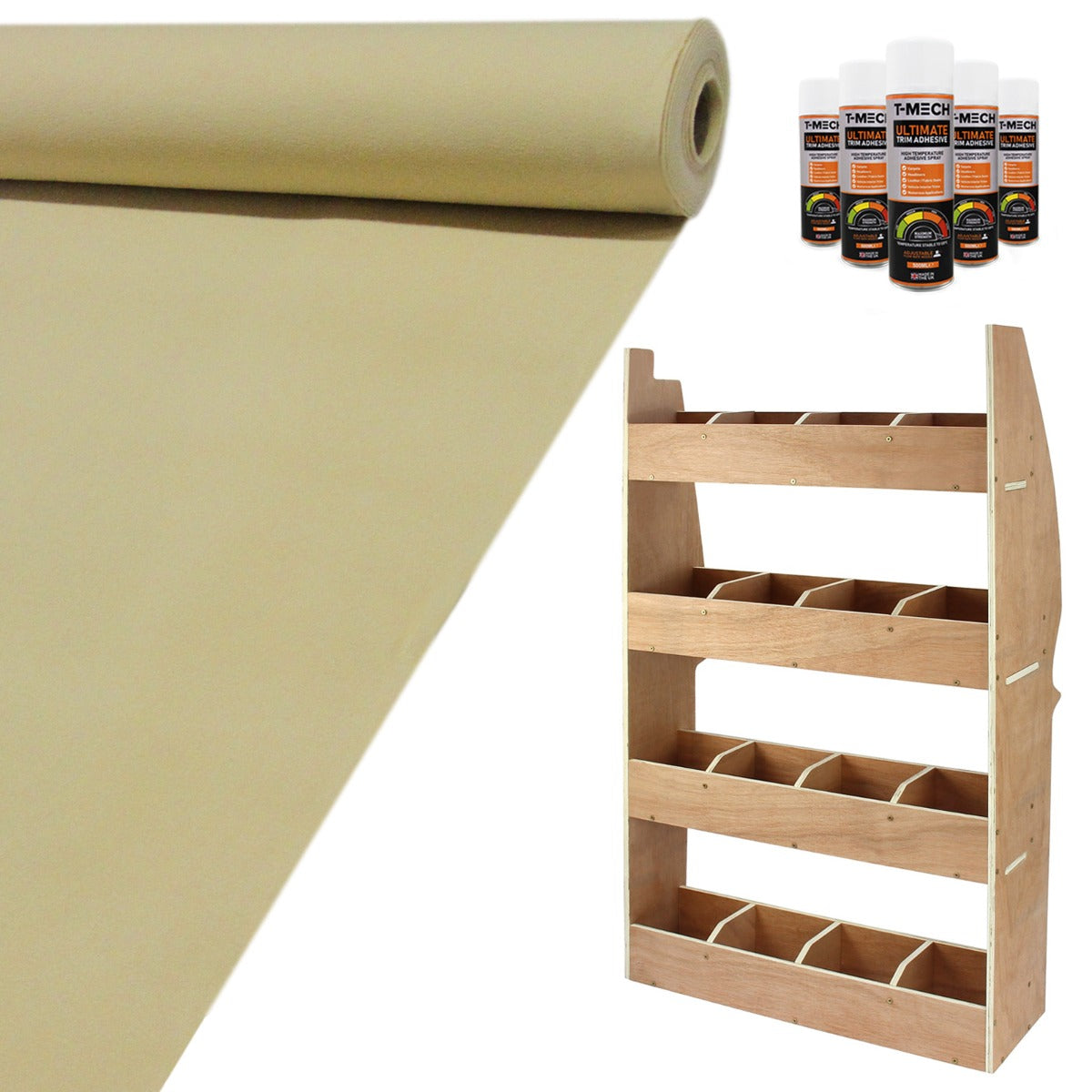 11sqm Wheat Van Lining & Citroen Berlingo Racking Unit - Like New