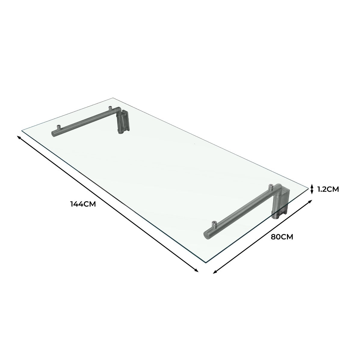 MonsterShop Glass Door Canopy & Brackets, 144cm W, 80cm D - Used - Good