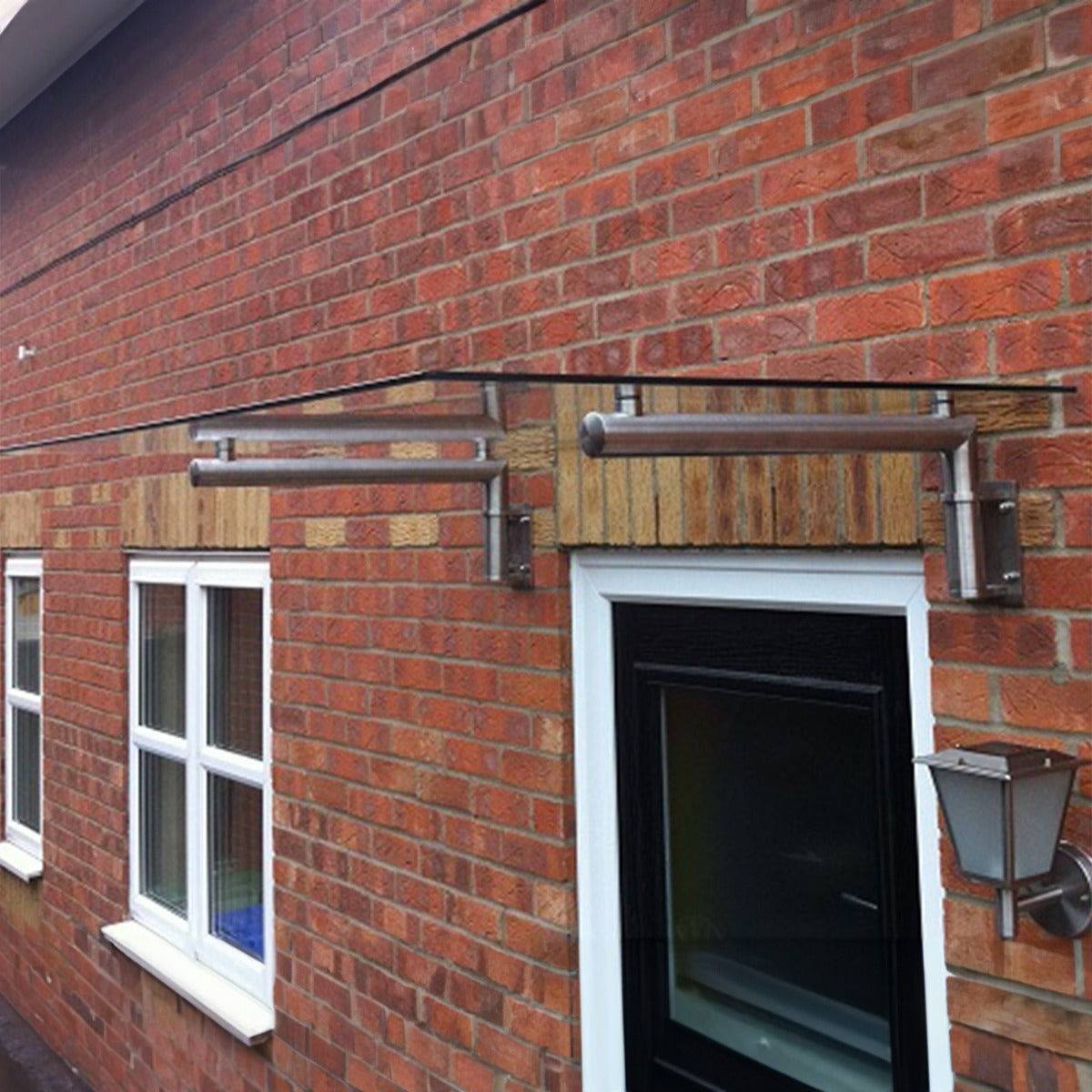 MonsterShop Glass Door Canopy & Brackets, 144cm W, 80cm D - Used - Good