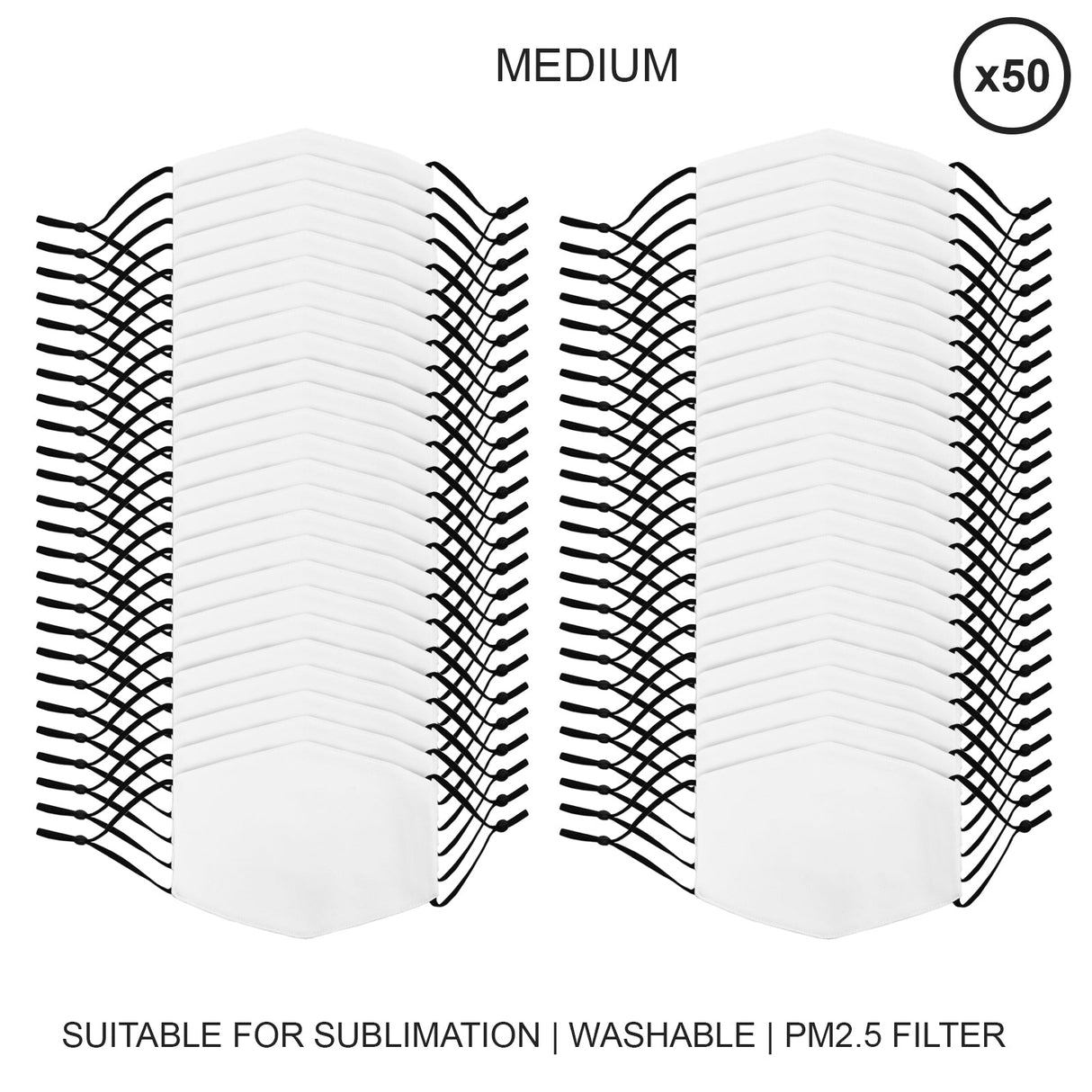 Medium Face Masks Sublimation Blanks / 50 Pack - Used - Acceptable