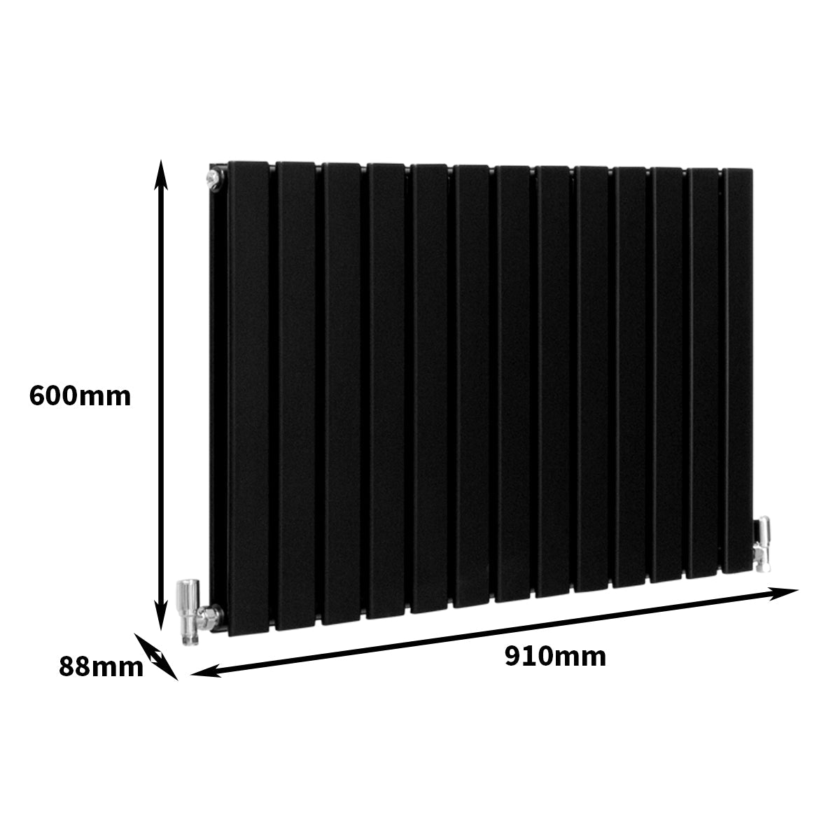 Designer Flat Panel Radiators Matt Black 600mm x 910mm - Used - Very Good
