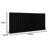 Designer Flat Panel Radiators Matt Black 600mm x 1400mm - Used - Very Good
