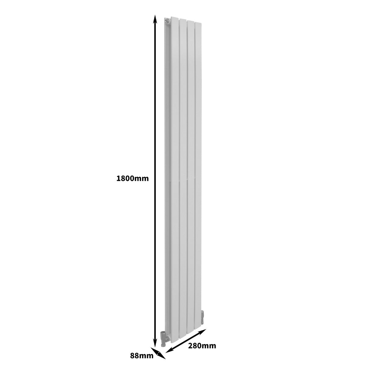 Designer Flat Panel Radiators Gloss White 1800mm x 280mm - Used - Acceptable