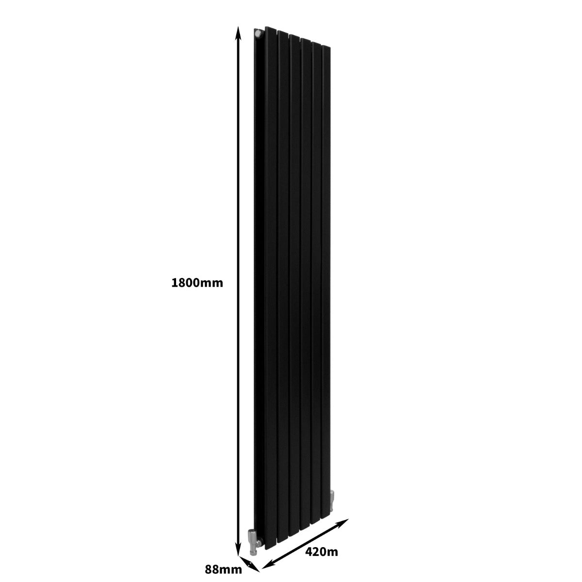Designer Flat Panel Radiators Matt Black 1800mm x 420mm - Used - Acceptable