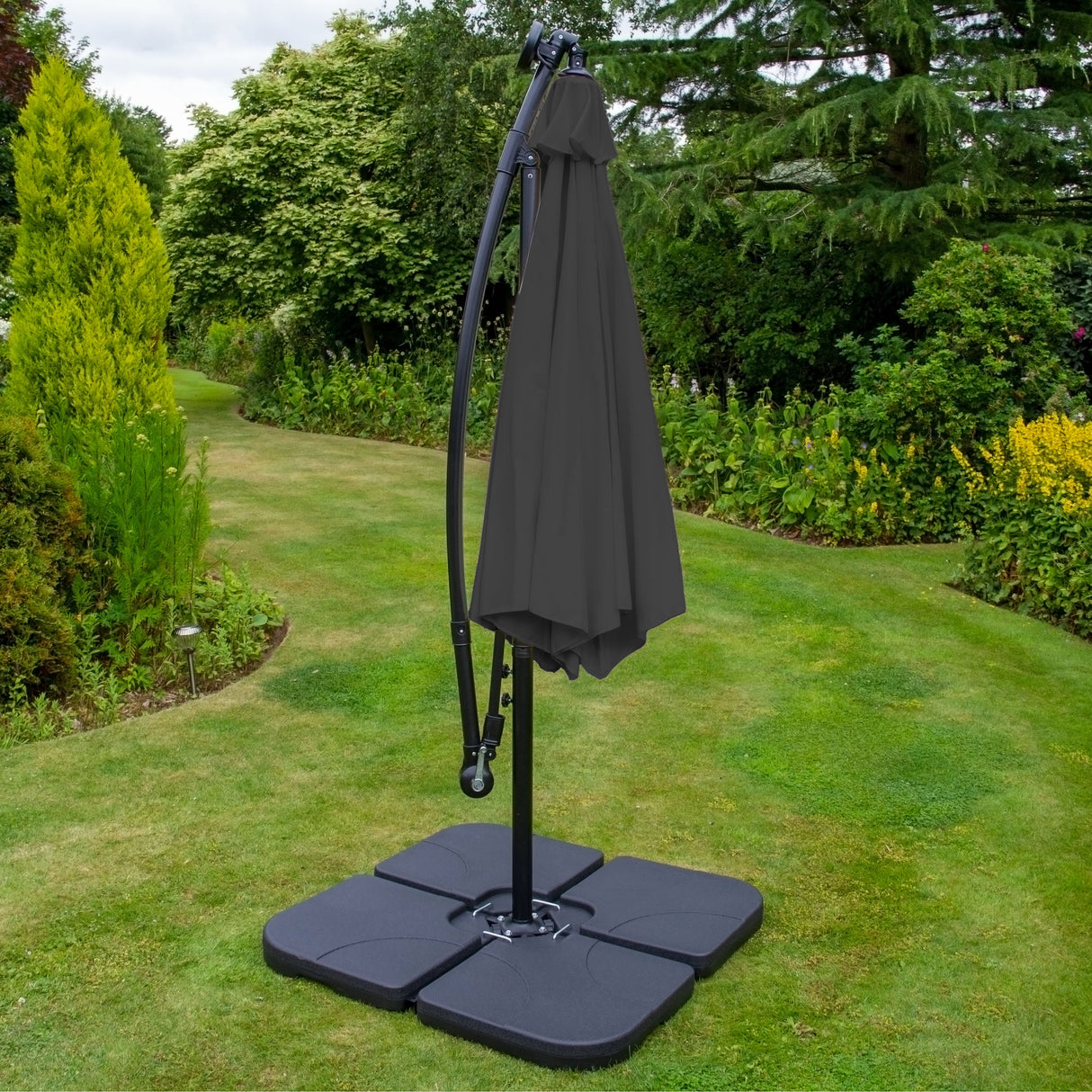 Grey 3m LED Cantilever Parasol & Plain Base - Used - Very Good