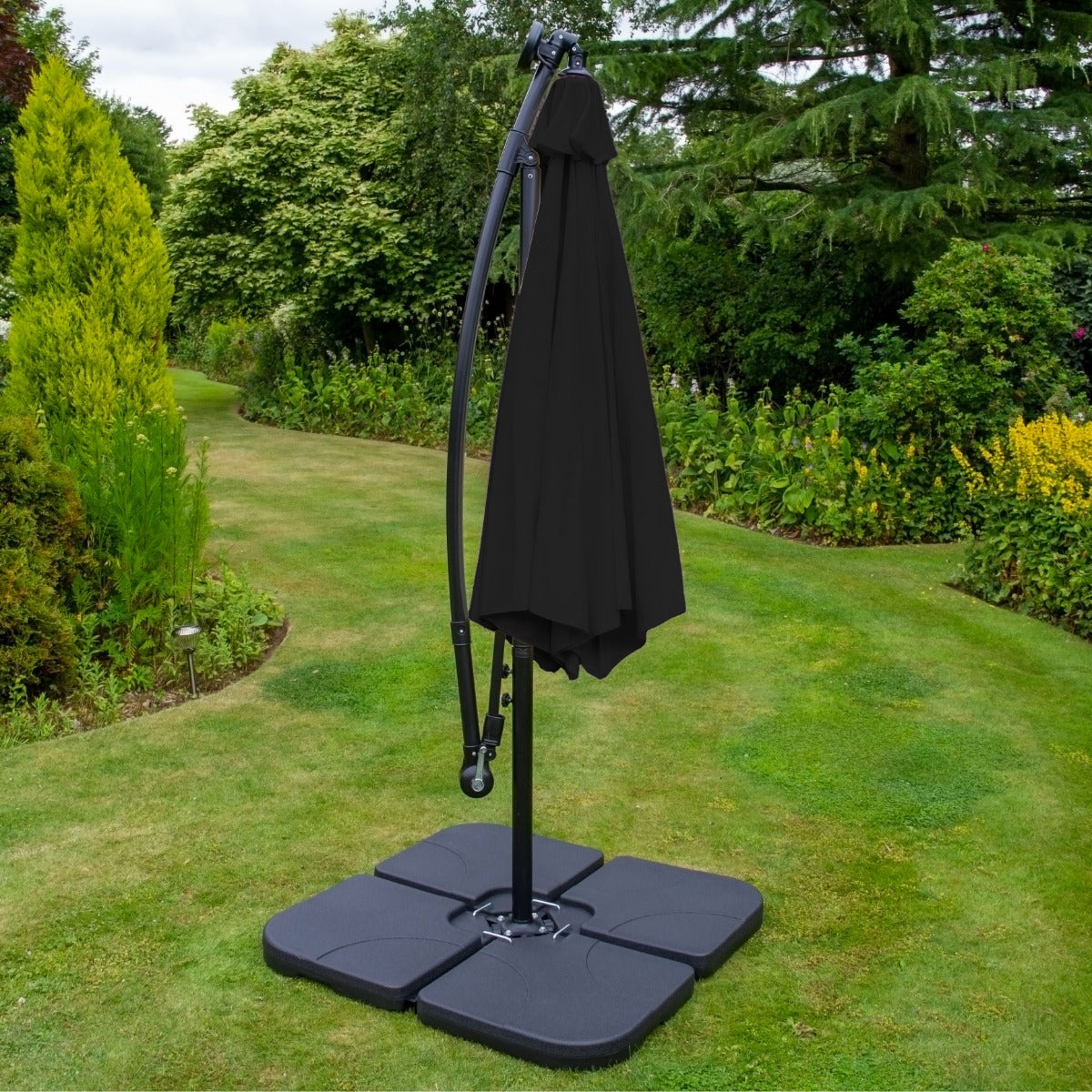Black 3m LED Cantilever Parasol With Plain Base - Used - Very Good