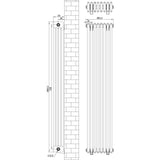 Traditional 4 Column Radiator & Valves - 1800 x 380mm - White - Used - Good