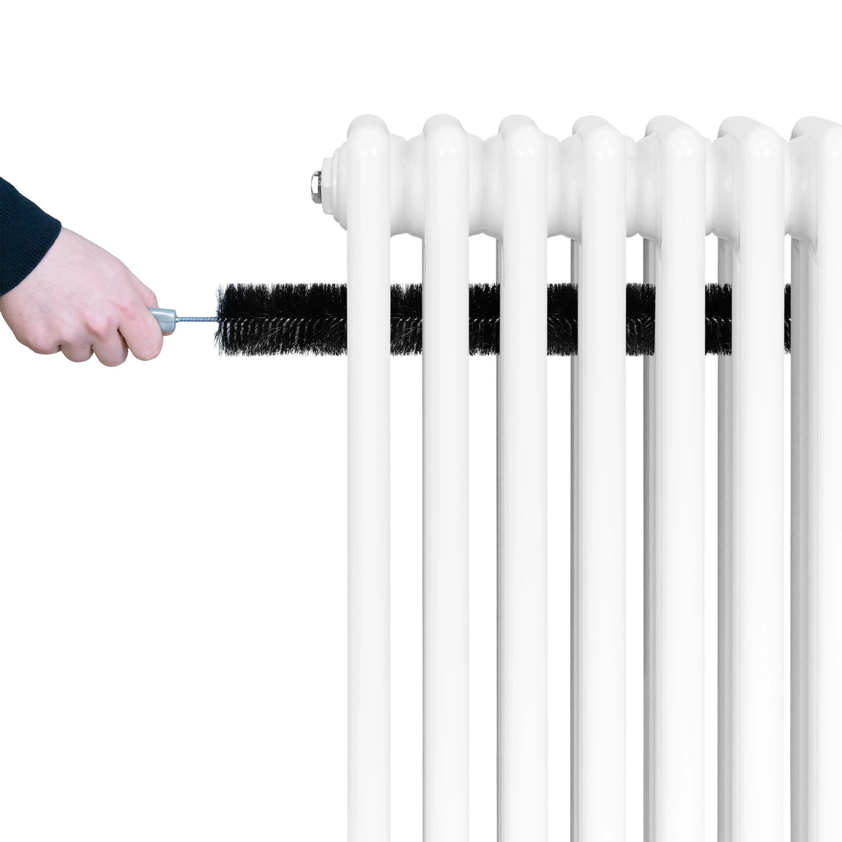 Traditional 4 Column Radiator & Valves - 1800 x 380mm - White - Used - Acceptable