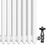 Traditional 4 Column Radiator & Valves - 1800 x 380mm - White - Used - Very Good