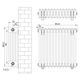 Traditional 4 Column Radiator - 600 x 605mm - Black - Like New
