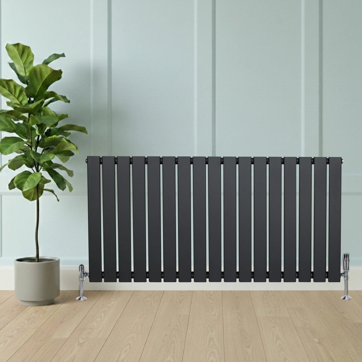 Flat Single Column Radiator - 600 x 1190mm - Anthracite Grey - Like New